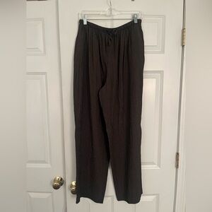 Wide Leg Drawstring Pants in Dark Brown